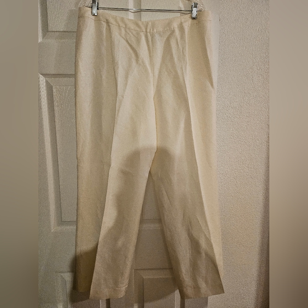 KASPER PETITE LINEN AND RAYON DRESS PANTS LINED IVORY VERY GOOD CONDITION
